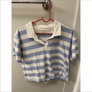 Striped Crop Collared Shirt